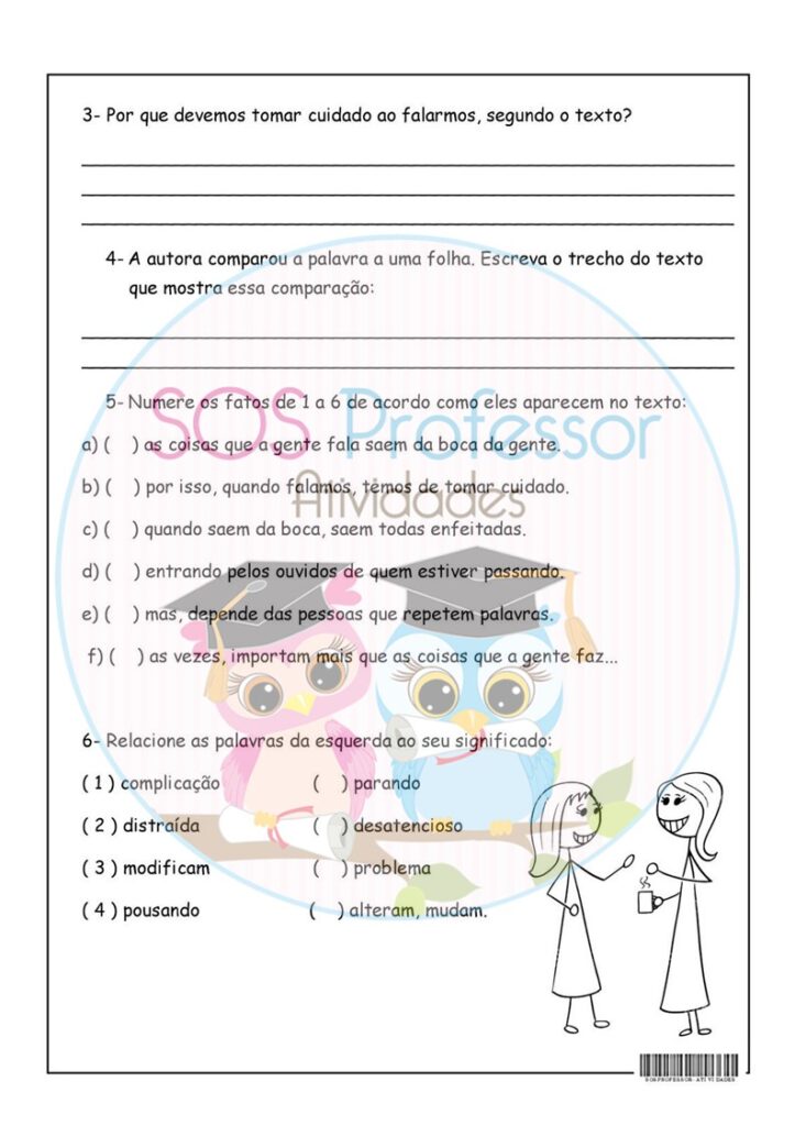 As Coisas Que A Gente Fala Sos Professor Atividades Infer Ncia