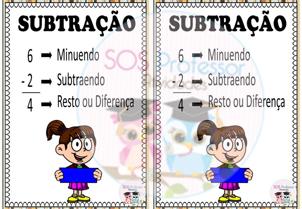 Termos Da Adi O E Subtra O Cartazes E Lembretes Sos Professor Atividades Ao Ano