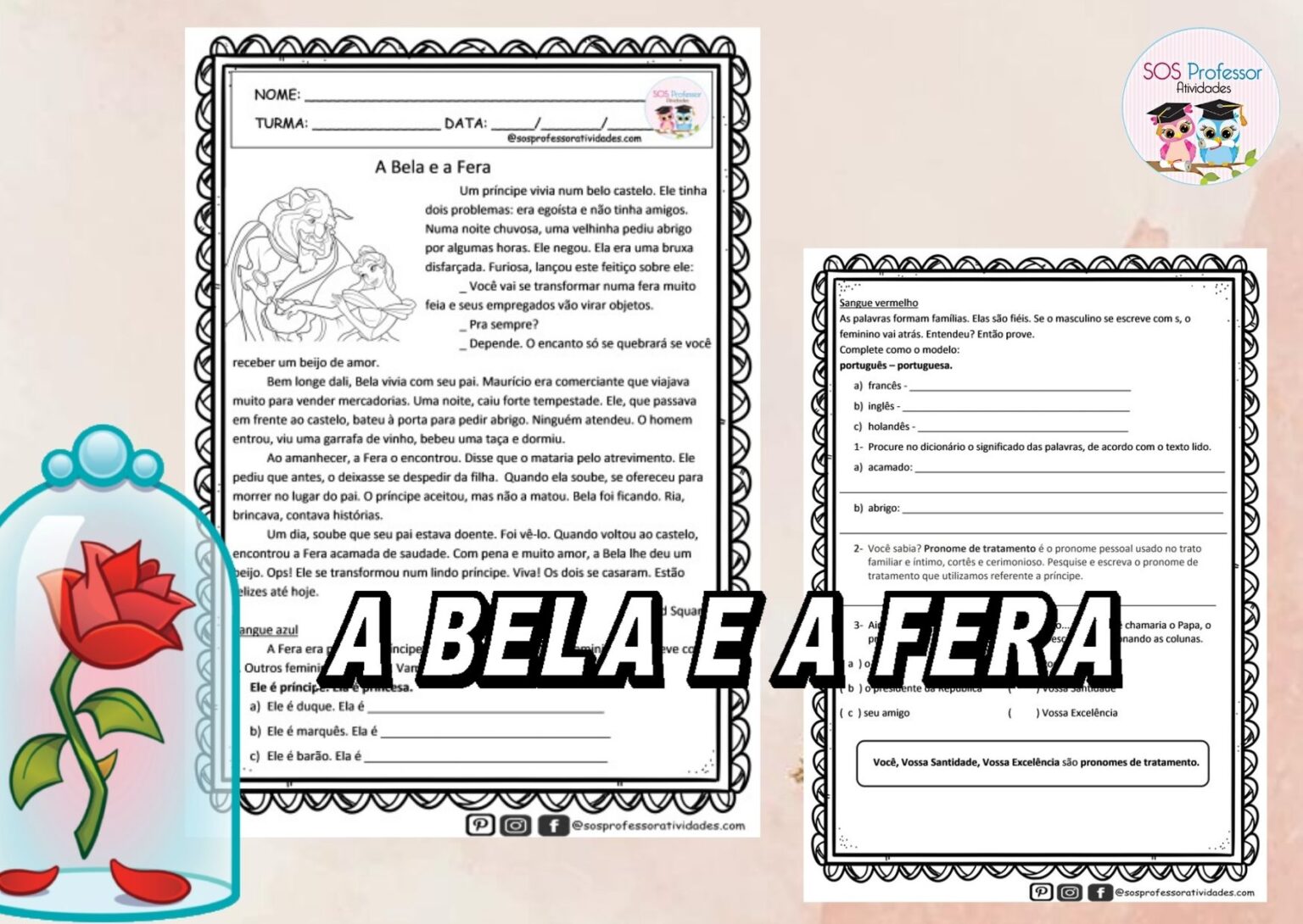 A Bela E A Fera Sos Professor Atividades Conto De Fadas