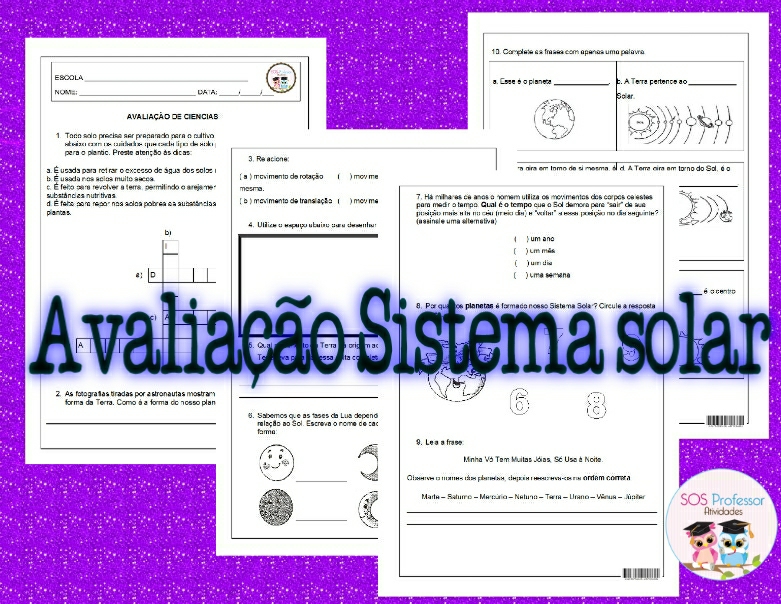 Avaliação Sistema Solar - SOS Professor Atividades