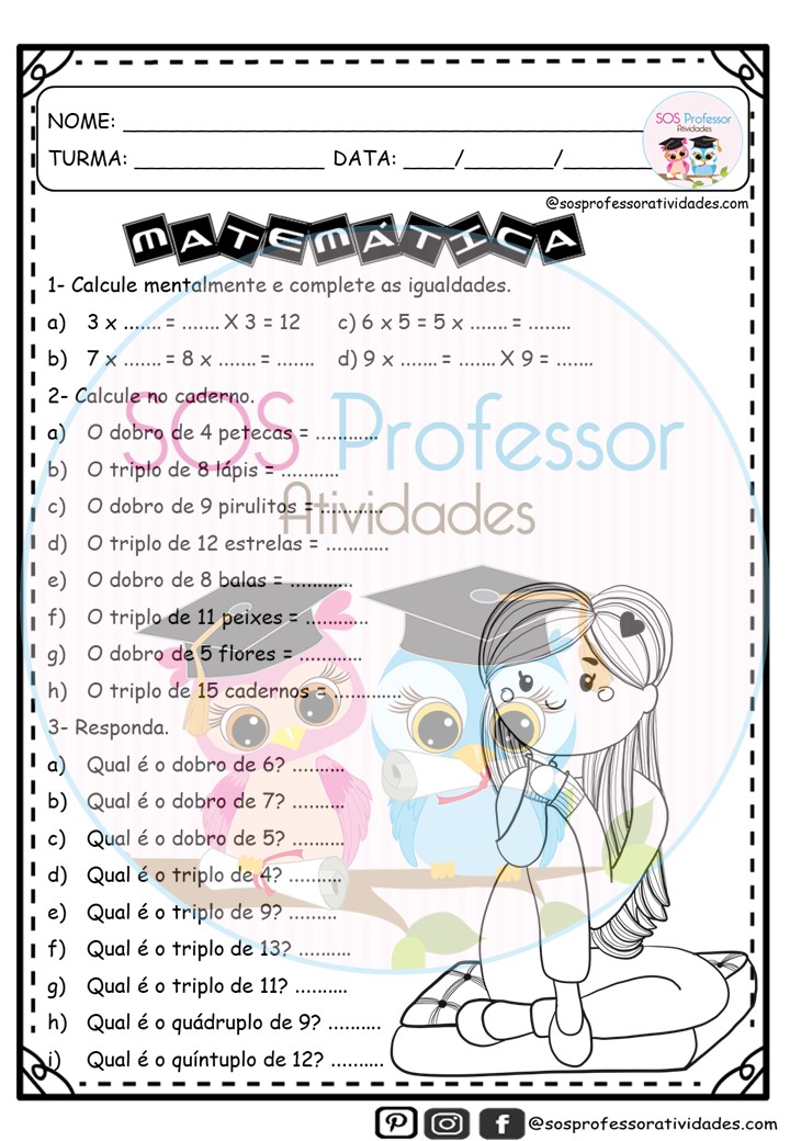 Revisão de ângulos - SOS Professor Atividades - 5º ano