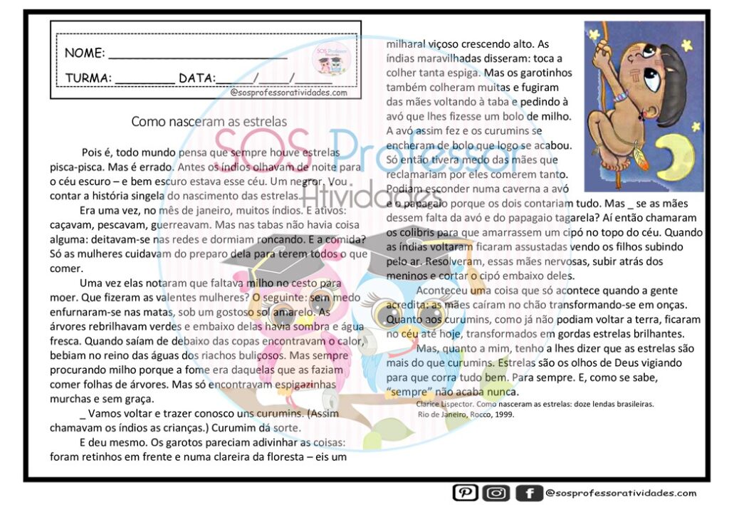 Texto A Estrela Que Deus Mandou A Terra Com Interpretacao