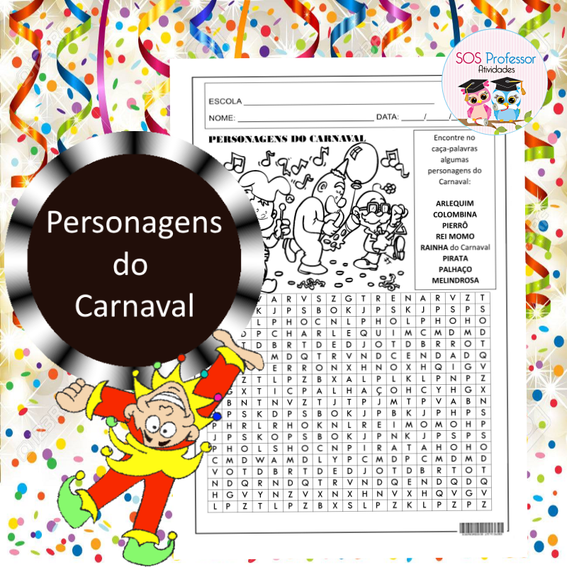 Personagens do Carnaval - SOS Professor Atividades - 3º ano