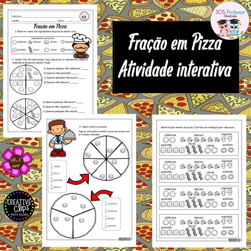 Pizza das frações  Fração, Jogos de fração, Fração matemática