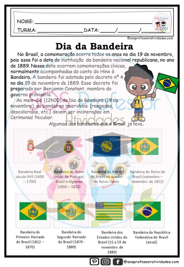 Dia Da Bandeira Sos Professor Atividades 4º E 5º Anos