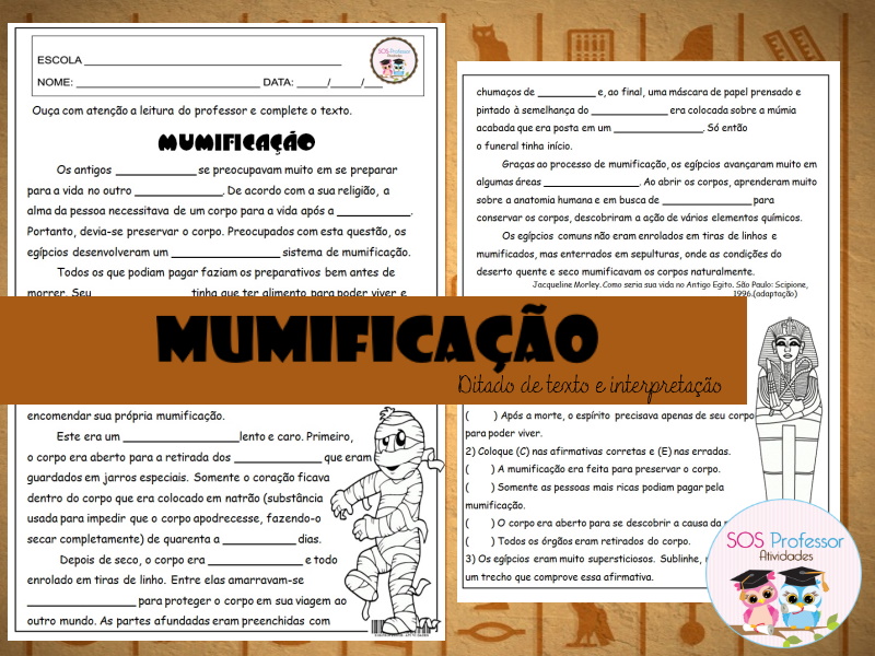 atividades de aula sobre o egito antigo