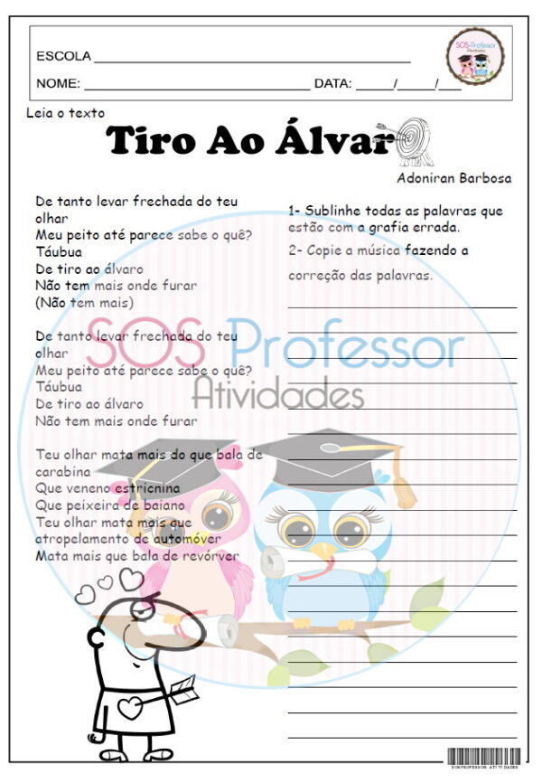 Tiro ao Álvaro SOS Professor Atividades 4º e 5º anos