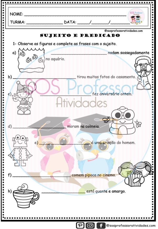Sujeito e predicado1 - SOS Professor Atividades - Gramática