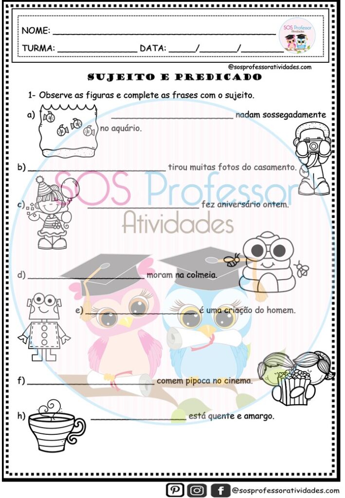 Sujeito e predicado1 - SOS Professor Atividades - Gramática