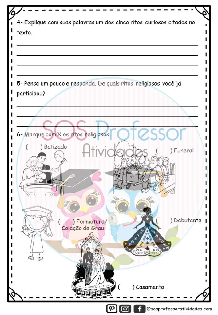 Ritos de iniciação e de passagem - SOS Professor Atividades - Ensino