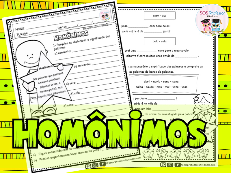 Exercicios de Palavras Homonimas