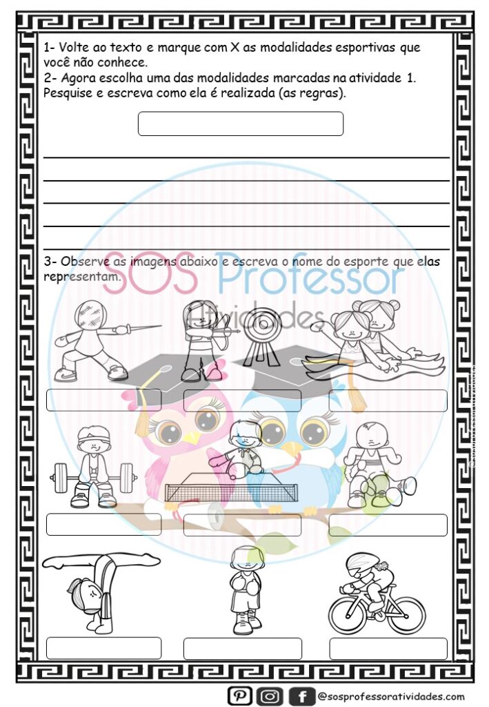 Jogos Olímpicos - SOS Professor Atividades - Interpretação de imagem