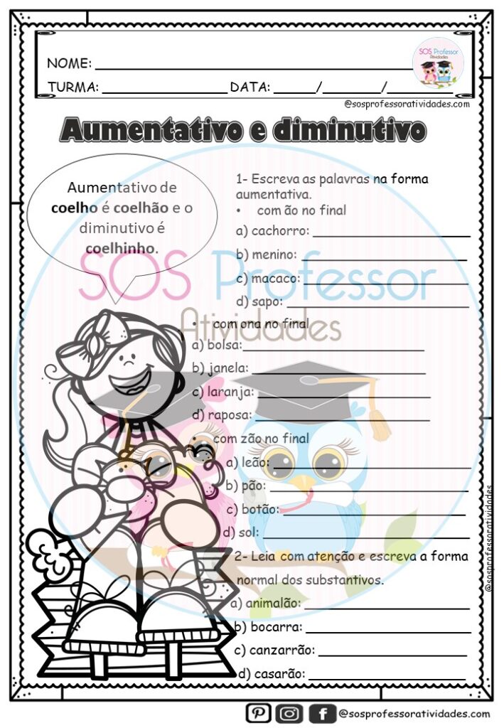 Grau aumentativo e diminutivo