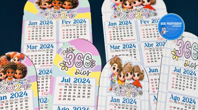 Calendário 2024 Marca Página Calendário 2024 Marca Página