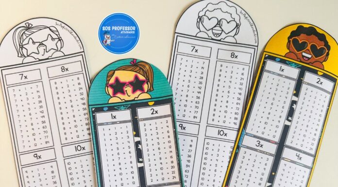 Marca página com tabuada marca página com tabuada