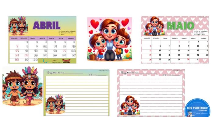 Calendários de abril e maio 2024 Calendários de abril e maio 2024