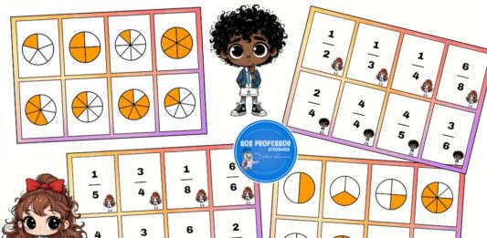 Flashcards das frações: Aprendendo frações brincando