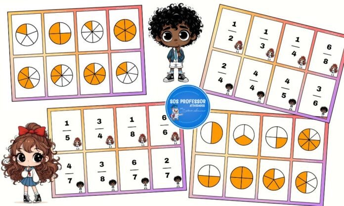 Flashcards das frações: Aprendendo frações brincando