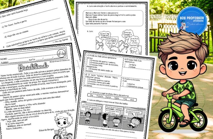 Bicicletando – Revisão com atividades de Interpretação e Gramática Revisão com Atividades de Interpretação e Gramática com o Texto "Bicicletando"