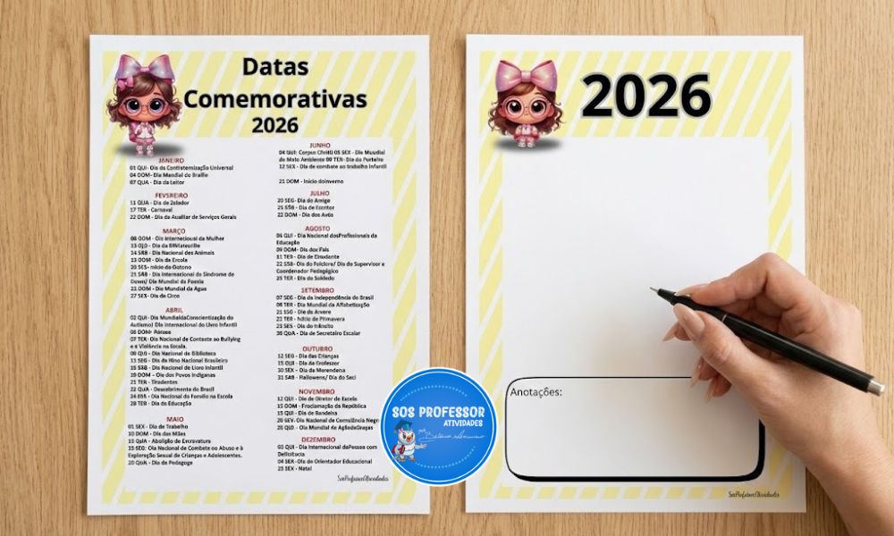 Datas Comemorativas 2026 - SOS Professor Atividades - 1º ao 6º ano