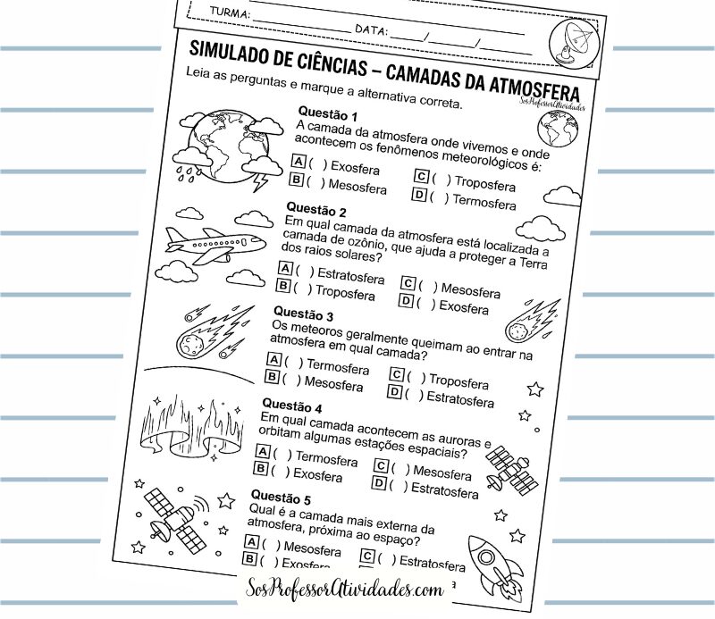 Simulado de Ciências - Camadas da Atmosfera Simulado de Ciencias Camadas da Atmosfera1