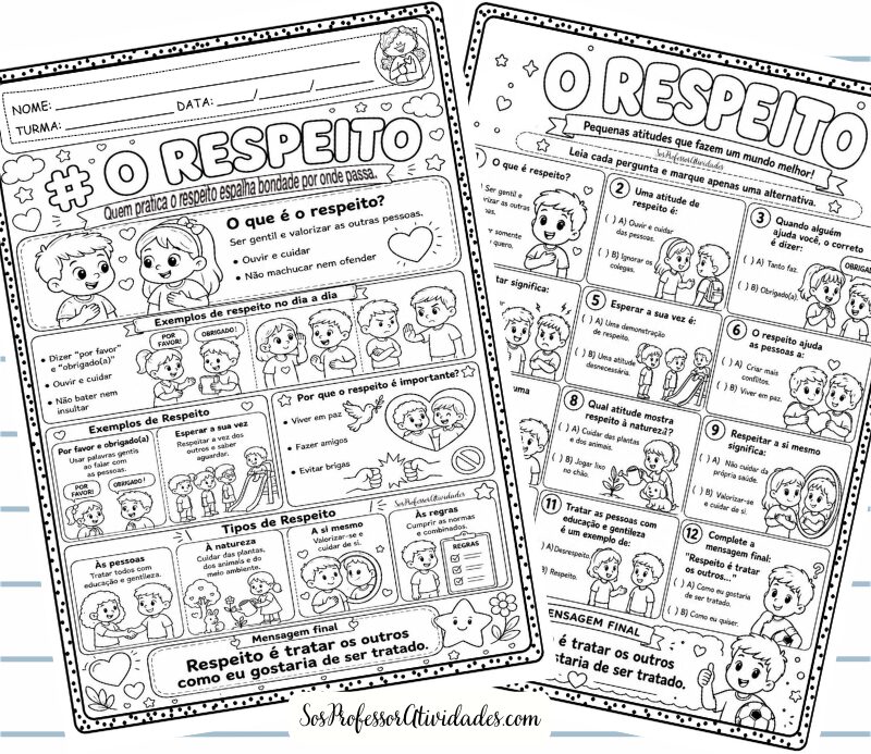 Atividade sobre Respeito para Imprimir Valores e Convivência Escolar