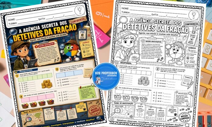 Detetives da Fração Atividade Matemática 5º Ano para imprimir