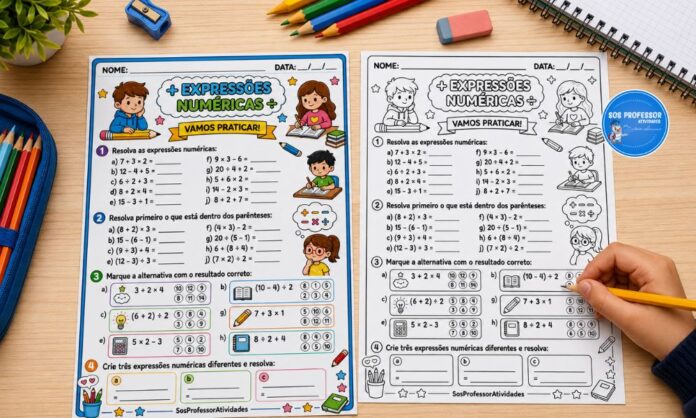 Atividade de expressões numéricas para o 4º e 5º ano