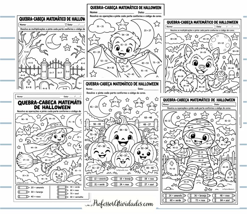Quebra-cabeça Matemático Halloween 26 Quebra-cabeça matemático Halloween 26