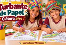 Molde de Turbante Afro para colorir, recortar e montar turbantes